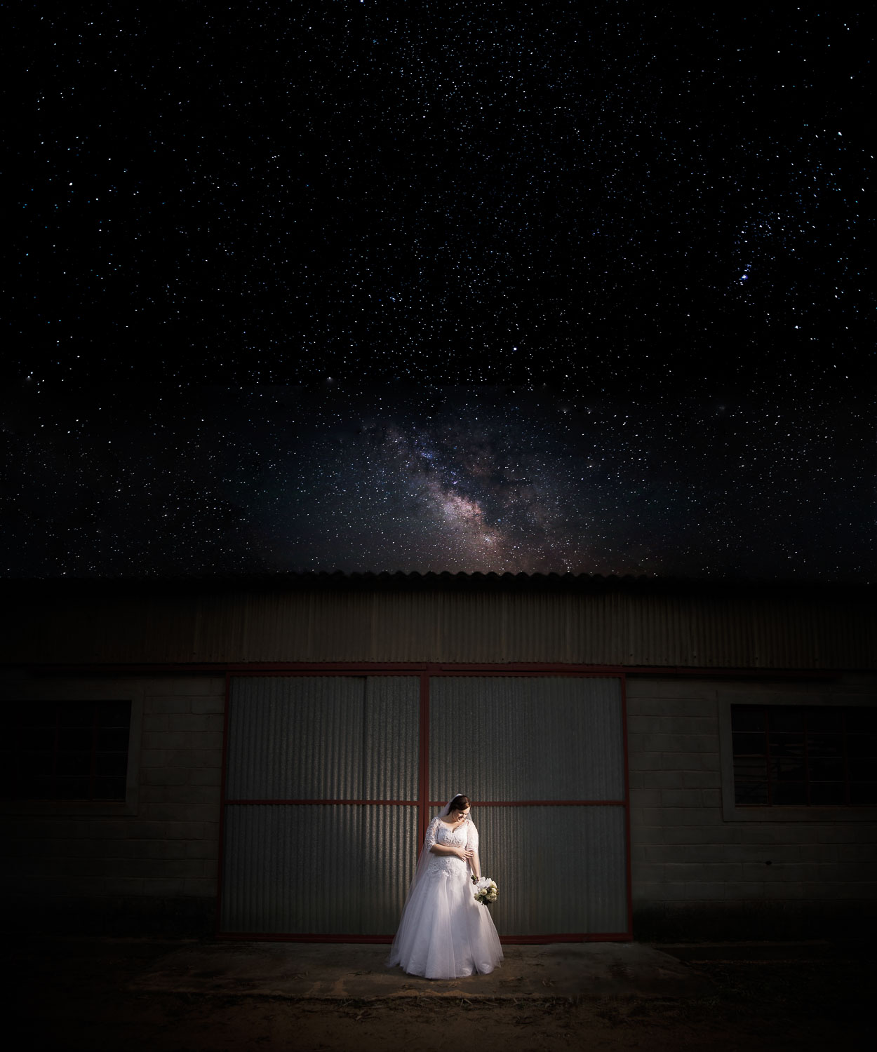 Bride under milky way