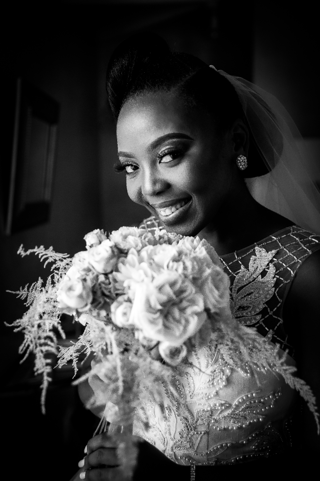 Bride with bouquet portrait