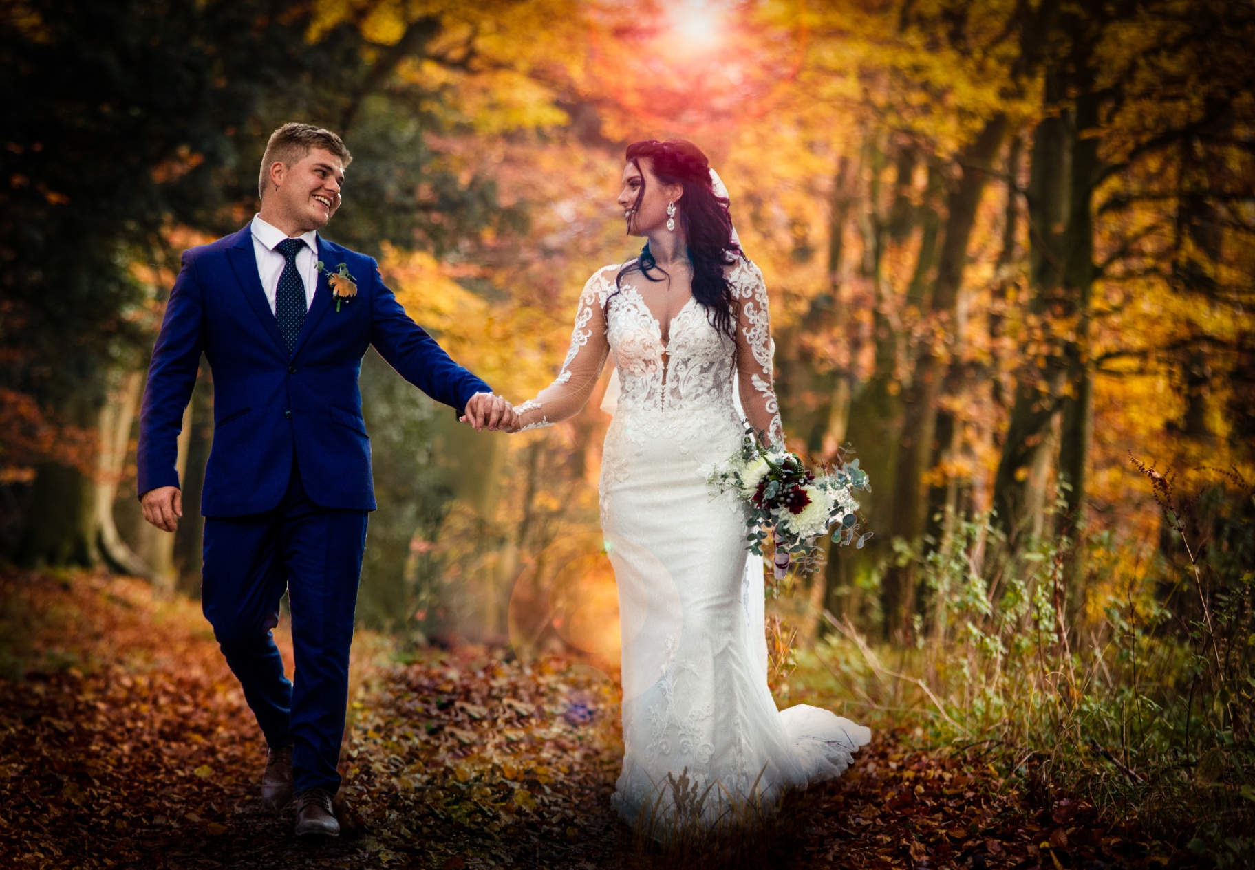 Couple in autumn forest