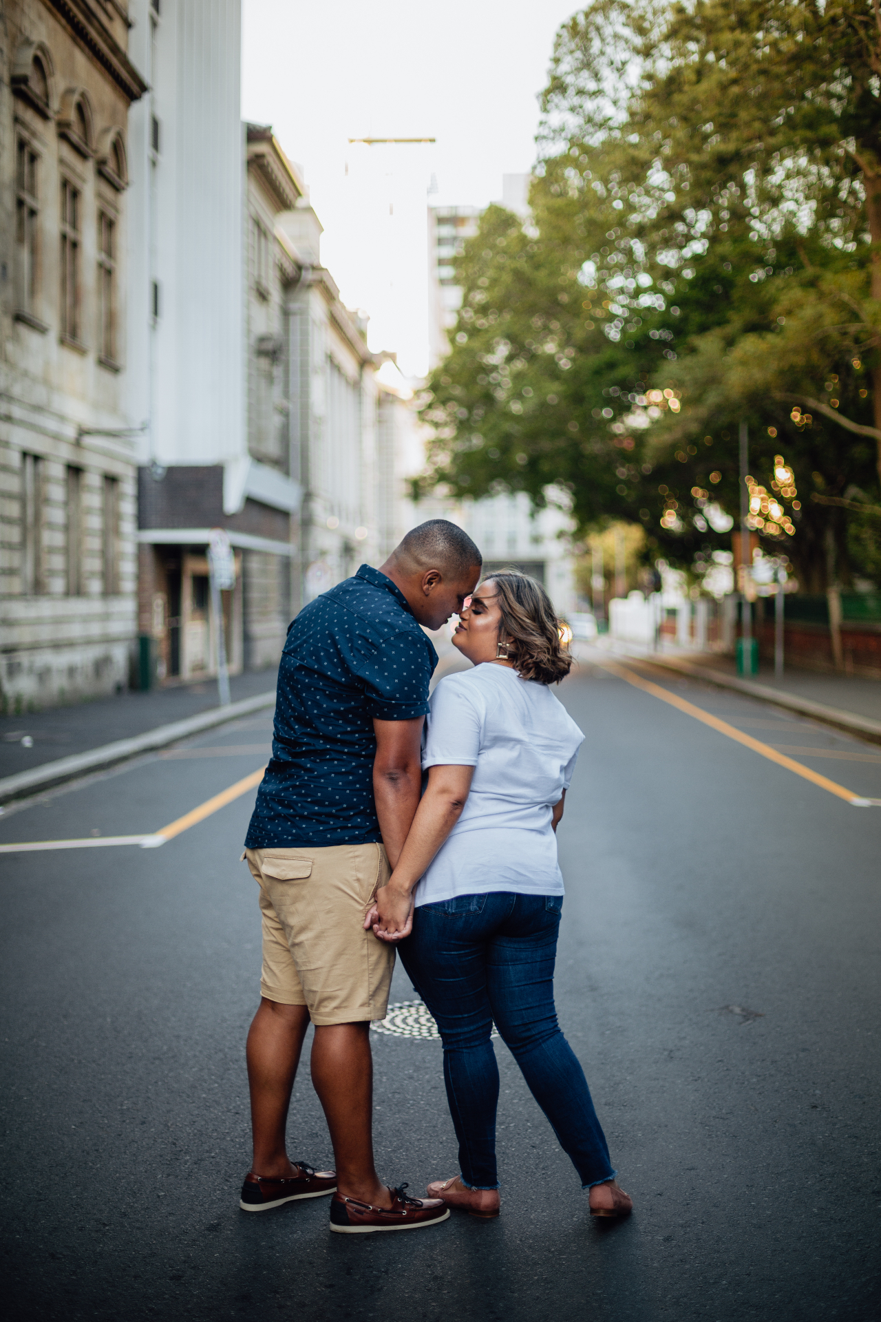 Engagement photo in city